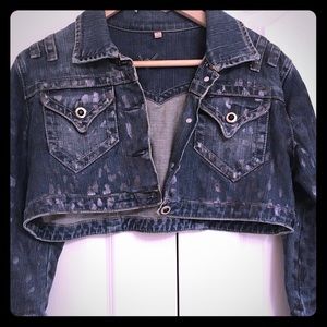 Bebe woman crop jean jacket size L